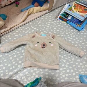 Cozy Beige Bear Face Kids Pea Coat